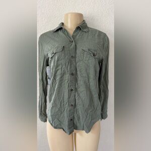 Y2k vintage 2000s Hollister Green Button Down Shirt long sleeve elegant